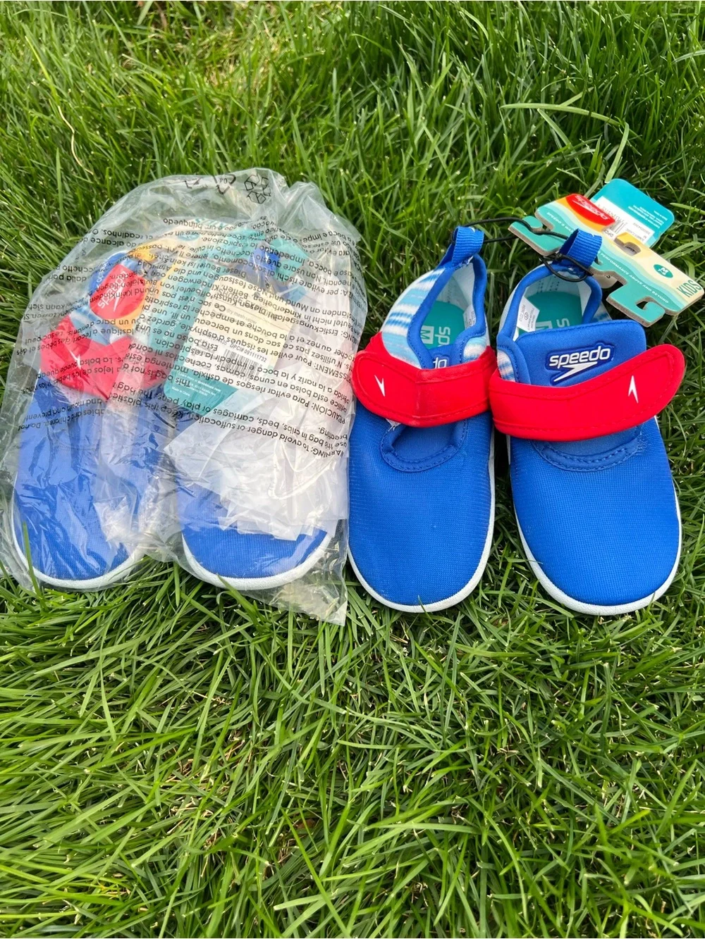 Speedo Blue and Red Kids Water Shoes with Velcro Strap